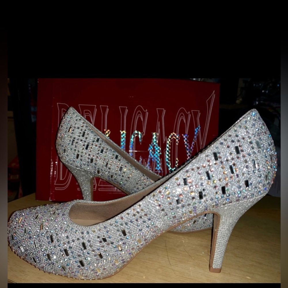 Silver sparkly heels